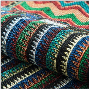 Tissu népalais, Népal Style coloré Jacquard rayé motif galerie coton tissu par la demi-cour image 3
