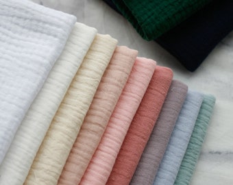Double Layered Gauze Muslin Fabric, 100% Cotton Muslin Fabric, Soft Baby Clothes Fabric, Plain Muslin Fabric, By the Half Yard