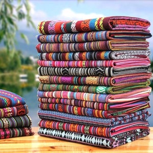 Tissu népalais, Népal Style coloré Jacquard rayé motif galerie coton tissu par la demi-cour image 1