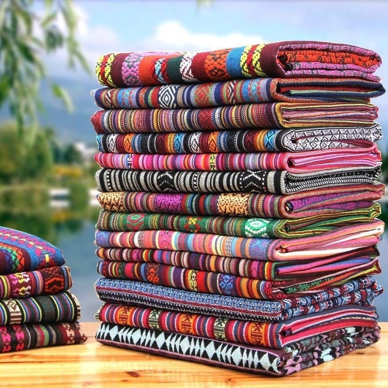 Nepal Fabric Nepal Style Colorful Jacquard Striped Pattern Etsy