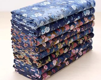 Bedrukte denimstof, jeansstof, stretchdenim, tie-dye denimstof, zware denimstof, op maat gesneden