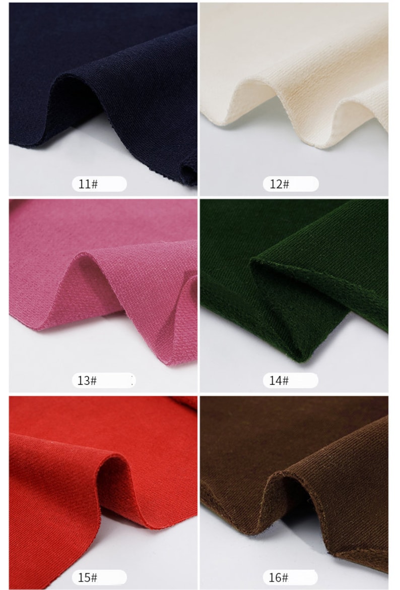 May include: Six fabric swatches in different colors. The swatches are arranged in two rows of three. The colors are navy blue, white, pink, green, red, and brown.