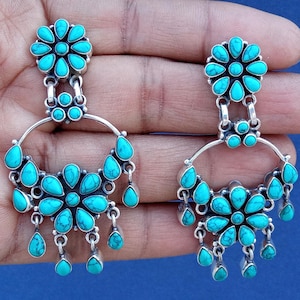Turquoise earrings, Turquoise dangle earrings, Unique Drop & Dangle Earrings, Birthstone Earrings, Bohemian Jewelry, Gift For her.