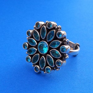 Eva London Blue Topaz Ring- Sterling Silver Ring- Engagement Ring- Promise Ring- November Birthstone- Blue Gemstone- Birthday Gift For Her
