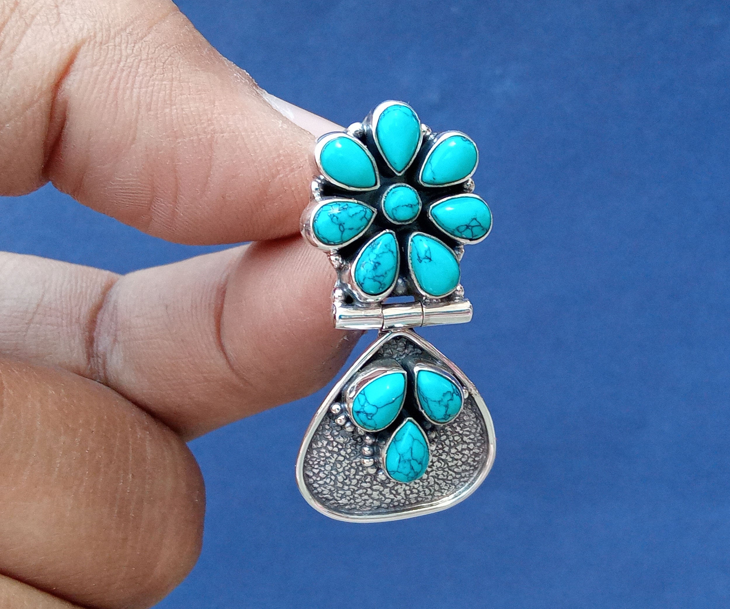 Turquoise Earrings Stud, Turquoise Earrings, Turquoise Studs, Hexagon