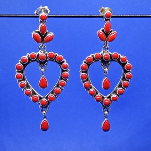 Natural Coral Earrings-Handmade Silver Earrings-925 Sterling Silver Earrings- Jewelry Red Coral Earrings-Gift for her