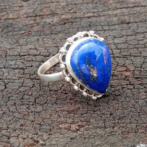 Lapis Lazuli Ring, Handmade Ring, 92.5% Sterling Silver Ring, Lapis Silver Ring, 925 Solid Sterling Silver Ring, Boho Ring, Ring for Women