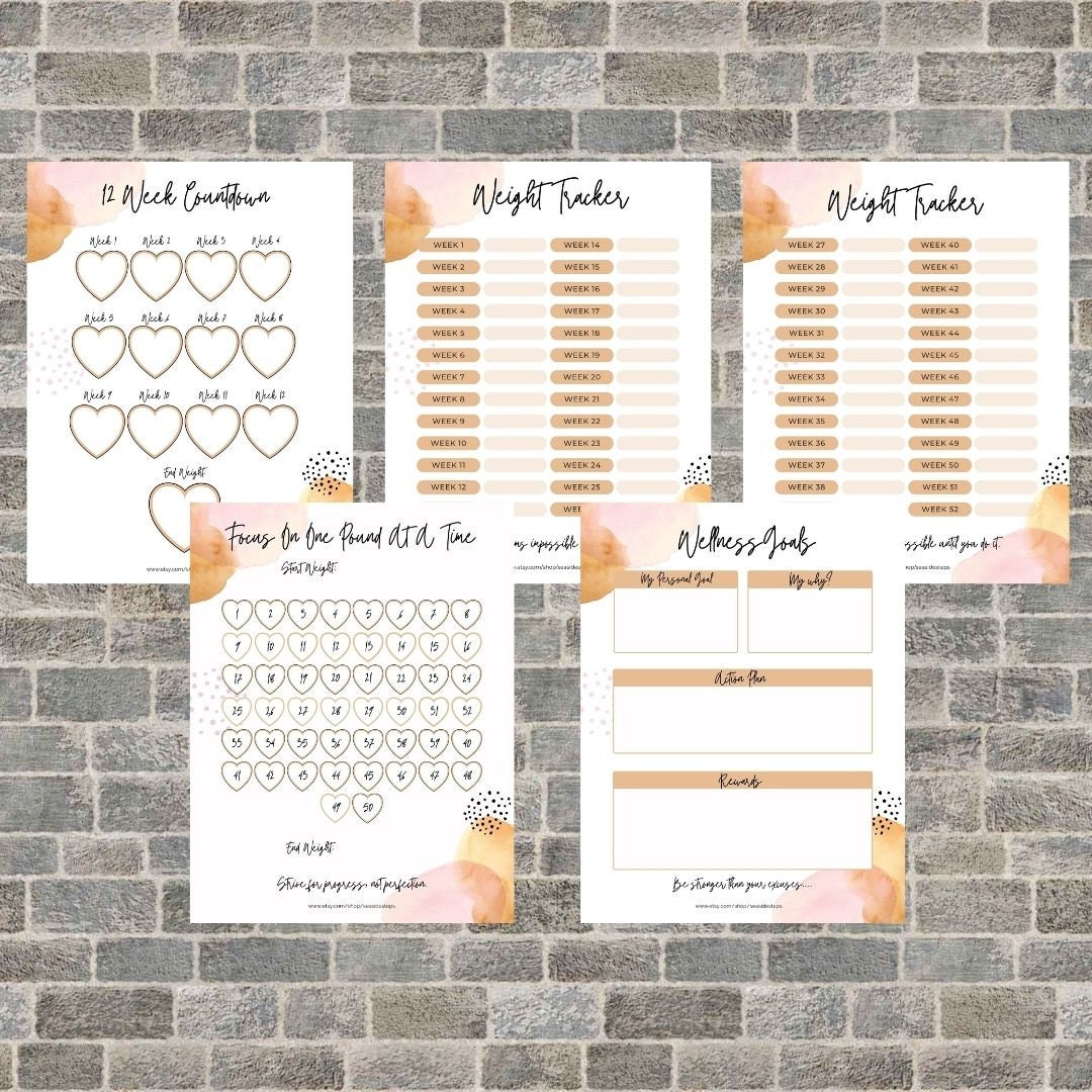 Weight Loss Tracker Printable 50 lbs Digital Weight Loss | Etsy