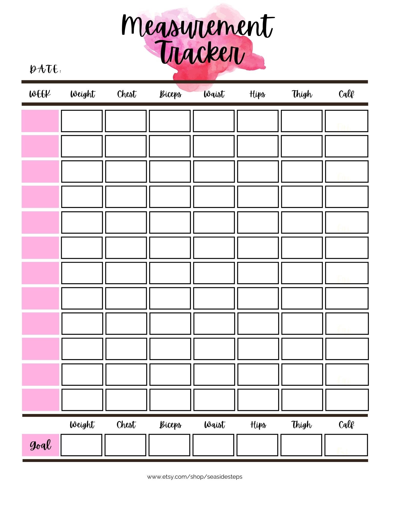 Printable Weight Loss Journal Pink Weekly Weigh In Etsy