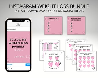 Instagram Weight Loss Tracker Bundle: Weekly, Monthly Weigh-In (Digital Download)