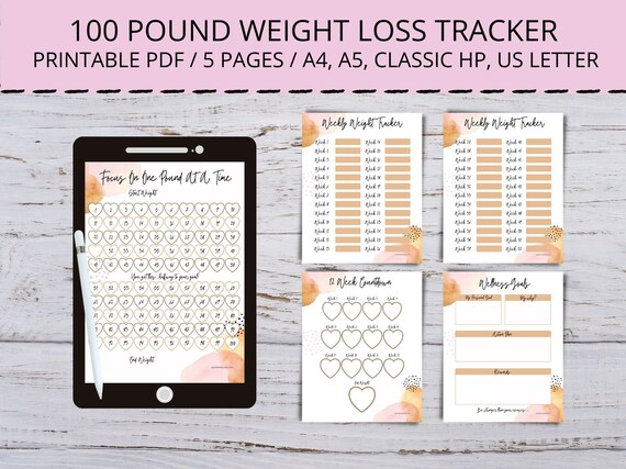 Weight Loss Tracker Printable 100 Lbs Digital Weight Loss - Etsy