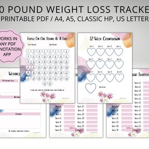 Weight Loss Tracker Printable 50 Lbs, Digital Weight Loss Chart, Weight ...
