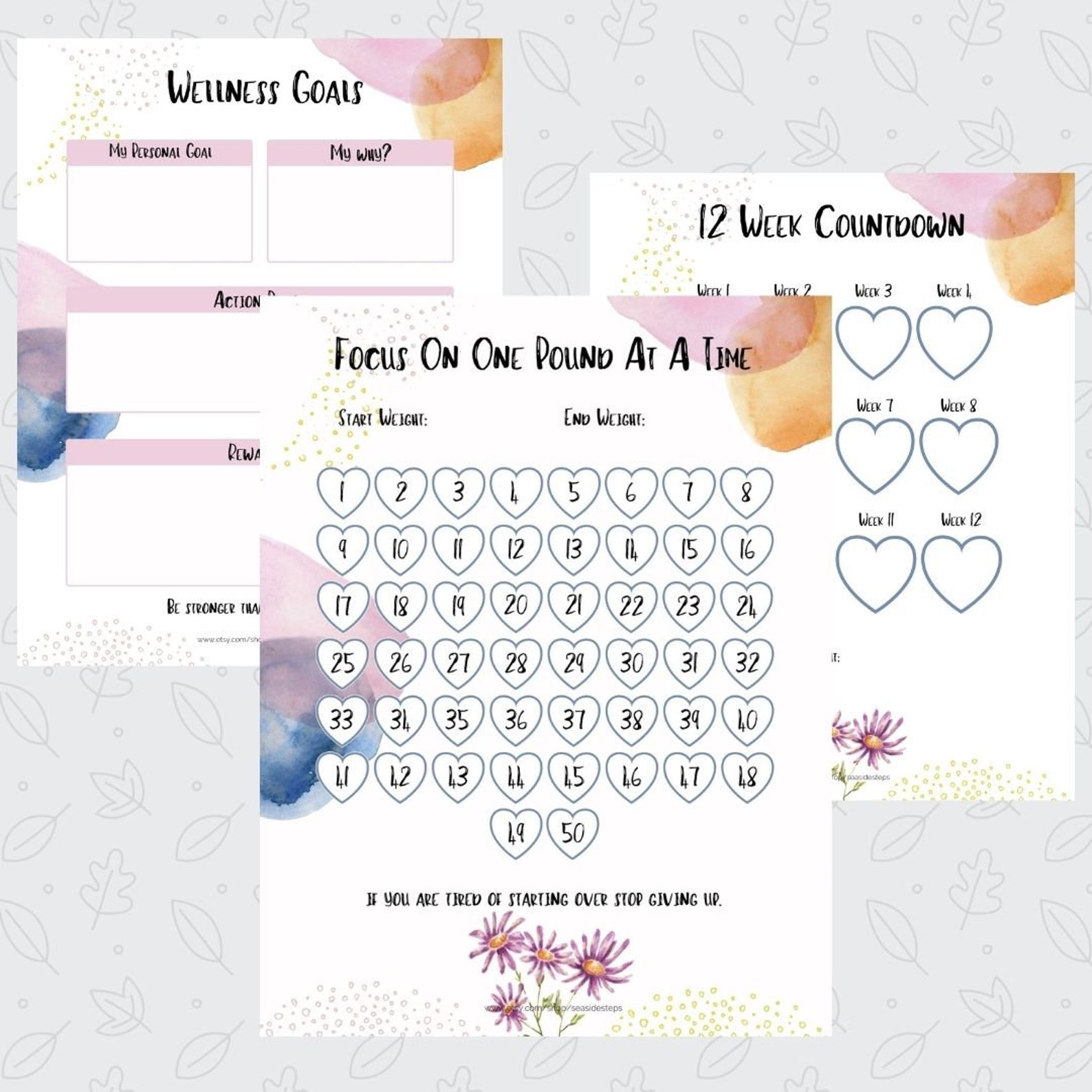 Weight Loss Tracker Printable 50 lbs Digital Weight Loss | Etsy