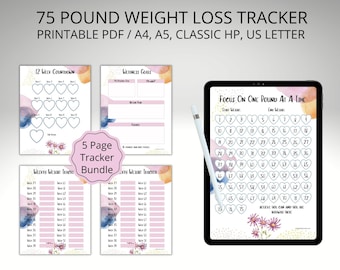 75 lb Weight Loss Tracker Printable: Weekly Weigh-In, 12-Week Countdown (Digital Download)