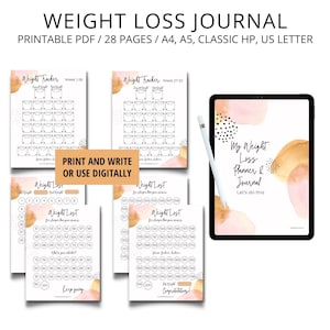 Gewichtsverliesdagboek, digitale gewichtsverliestracker, wekelijkse weging, meettracker, dagelijkse trainingsgrafiek, voedsellogboek