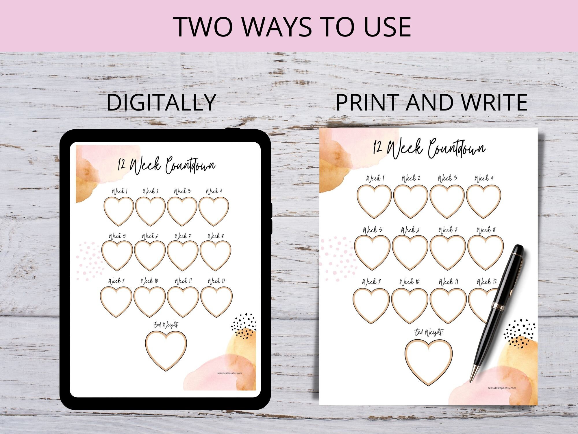 100 Lb Weight Loss Tracker Printable: Weekly Weigh-in, 12-week ...