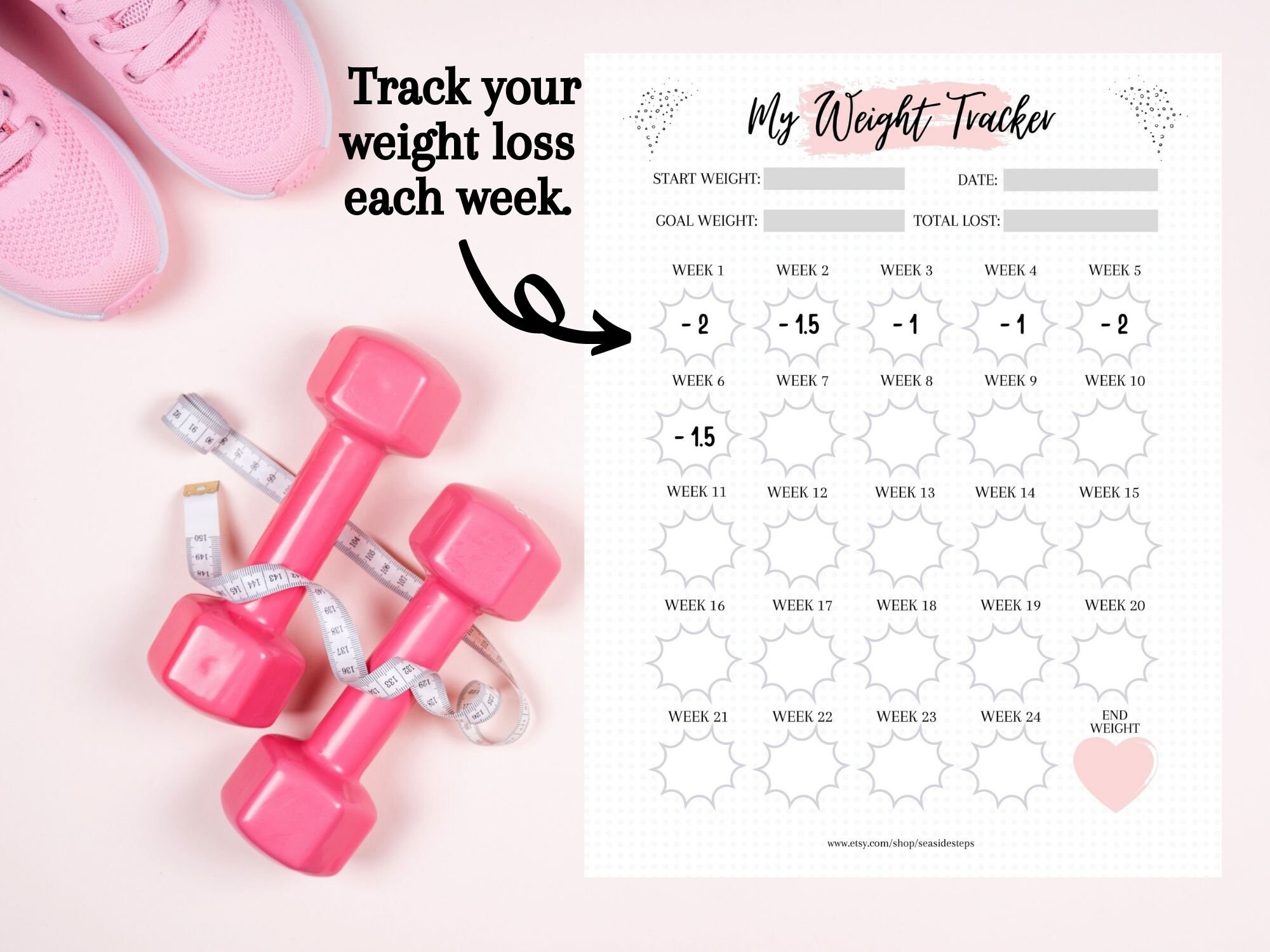 My Weight Tracker Weight Log Chart Printable Weight Loss | Etsy