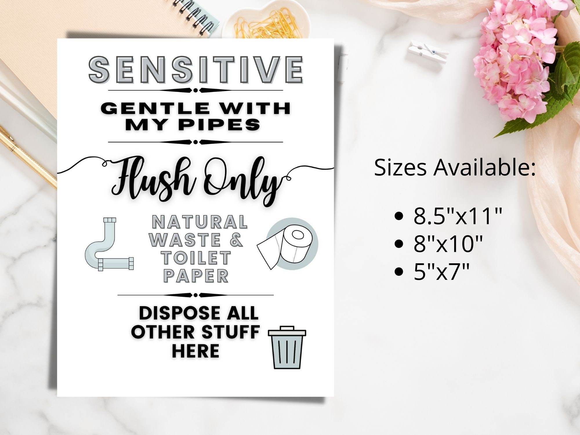 Sensitive Plumbing Septic Sign Flush Only Toilet Paper No Etsy