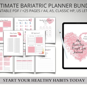 Bariatric Weight Loss Journal, Gastric Bypass Planner, Bariatric Surgery Printable PDF, Bariatric Surgery Planner
