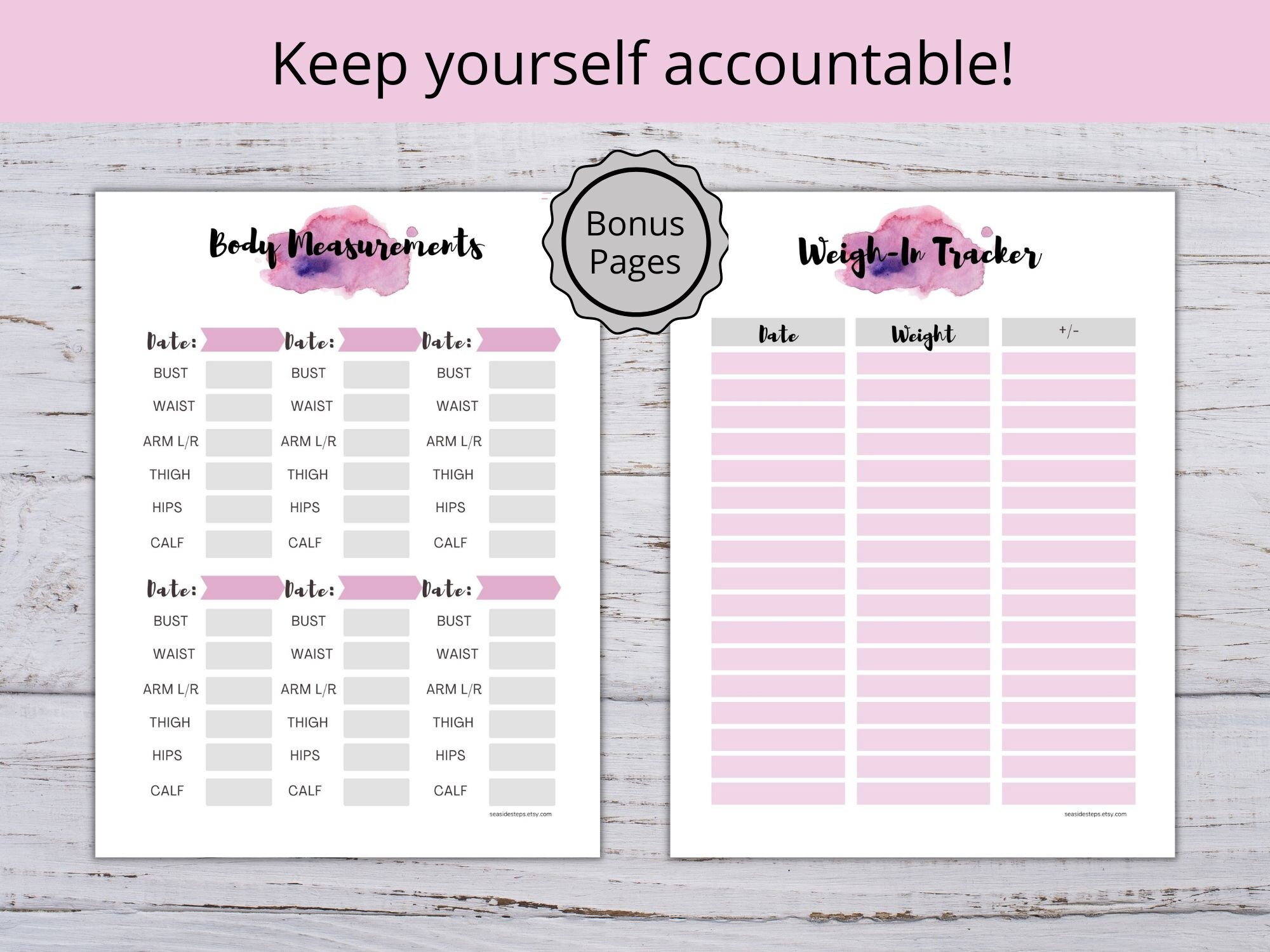 Weight Loss Tracker Printable 100 Lbs, Weight Loss Planner, Body ...