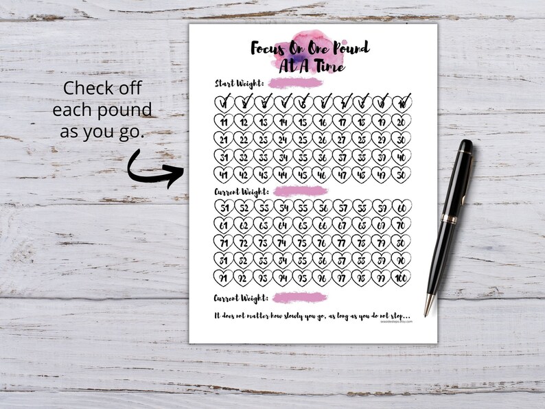 Weight Loss Tracker Printable 100 Lbs, Weight Loss Planner, Body ...