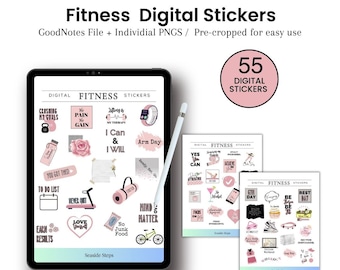 Goodnotes Fitness Stickers: Digital Planner Decorations (PNG)