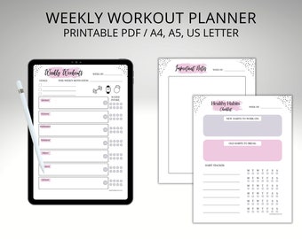 Weekly Workout Planner Printable: Fitness Tracker (PDF)
