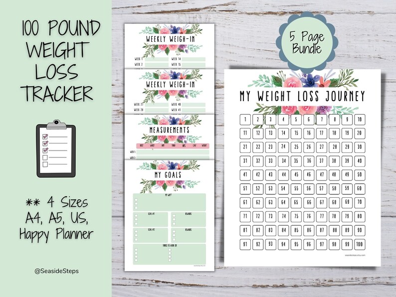 Calendars & Planners Paper & Party Supplies Goal Tracker Weekly Weigh