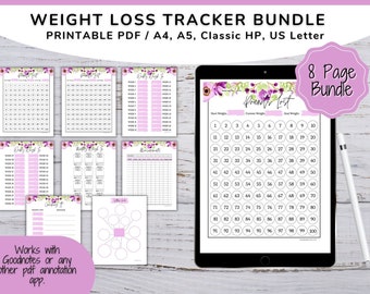 Weight Loss Tracker, 200 lbs, Weight Loss Journal, Weight Goal, Body Measurement Chart, Weekly Weigh In