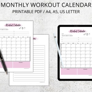 Calendario di allenamento mensile: pianificatore di fitness stampabile (PDF)
