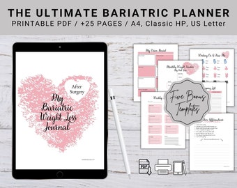Bariatric Weight Loss Journal, Gastric Bypass Planner, Bariatric Surgery Printable PDF, Bariatric Surgery Planner