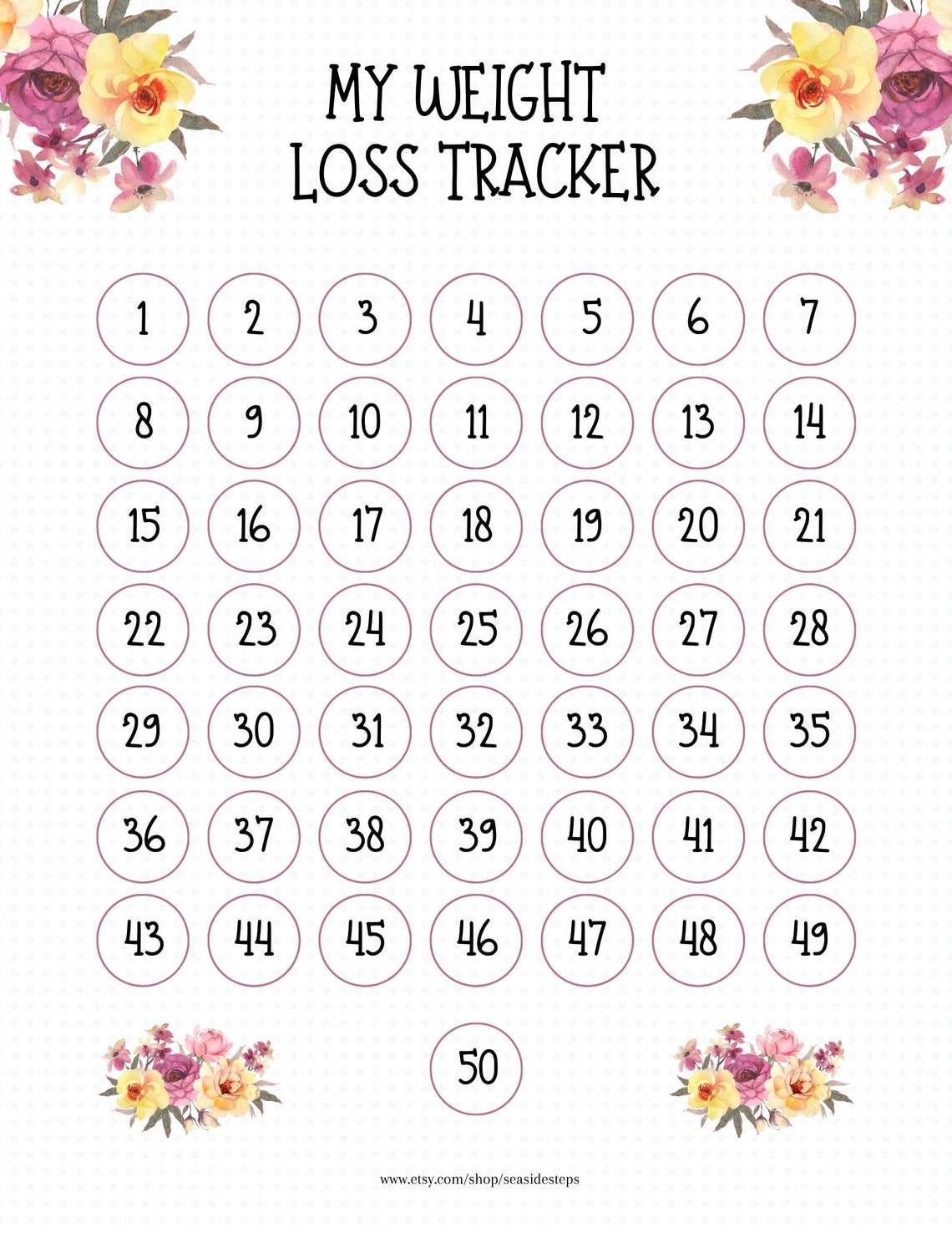 50 Pound Weight Loss Tracker Printable Free