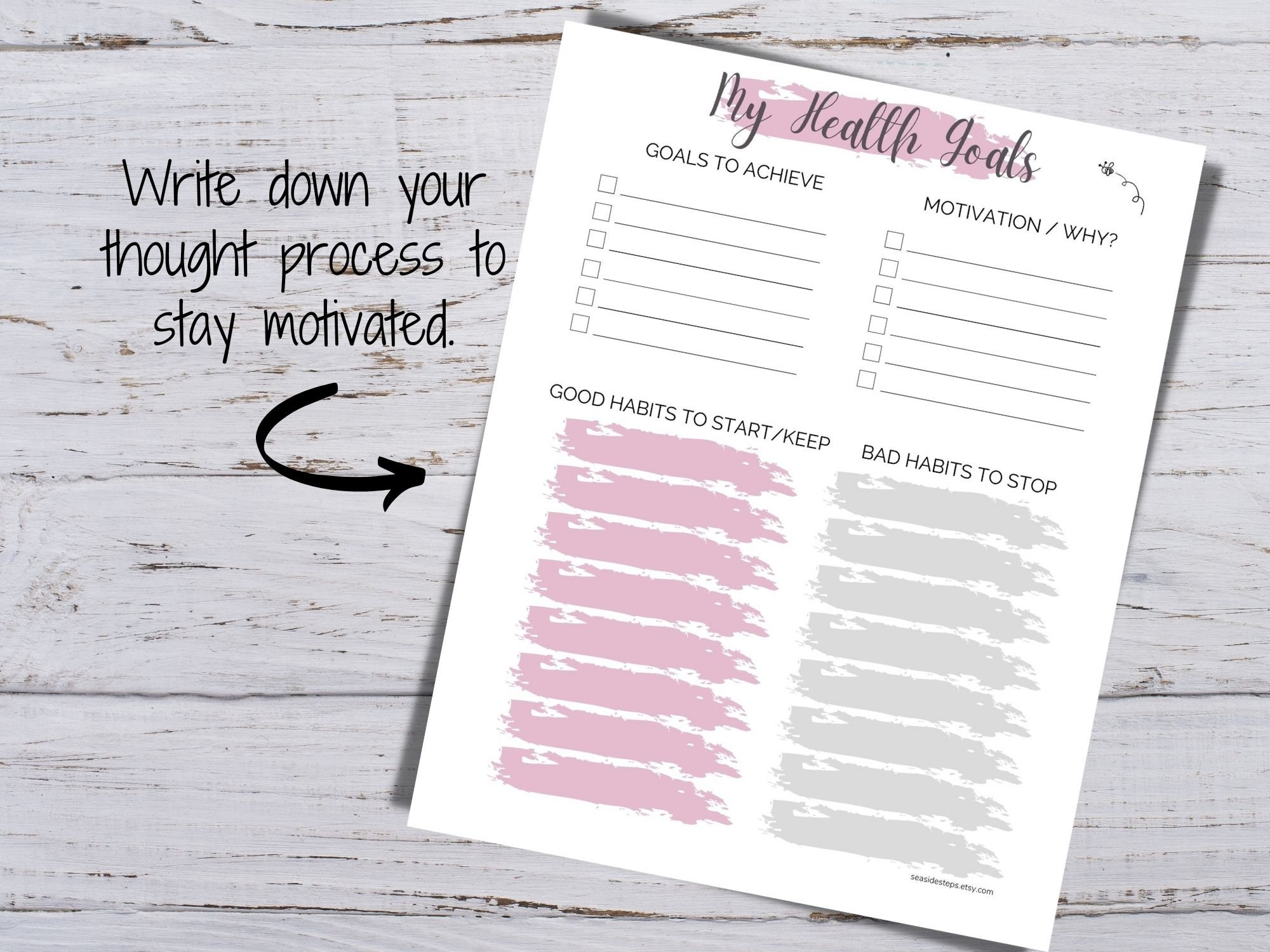 PRINTABLE Weight Loss Journal floral Weekly Weigh In Goal | Etsy
