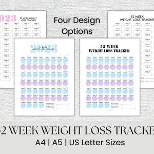 52 Week Weight Loss Tracker, Printable Weight Loss Tracker, Weekly Weigh In, Weight Loss Chart, 2023 Weight Loss Tracker Journal