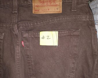 Vintage Levi 551 Jeans, Ready to Distress if you want.High Waisted,Tappered Legs, Size 14, Length Medium,  (3) different Colors .FS Lower US