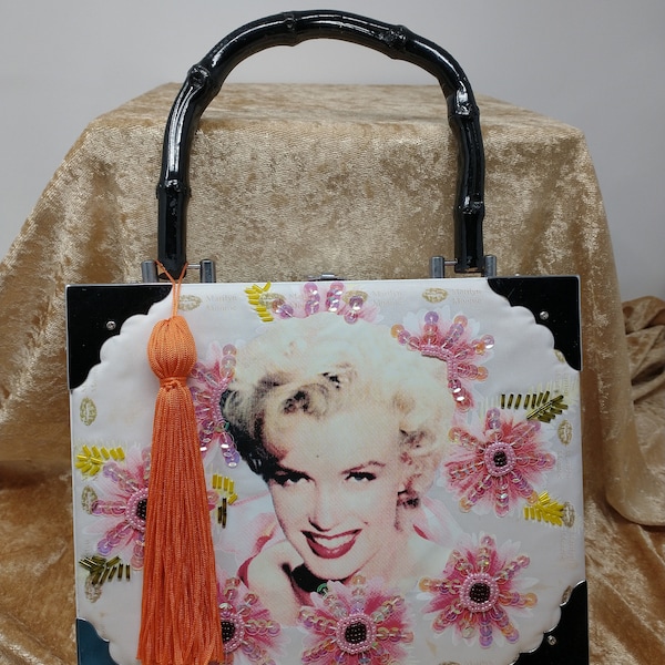 Vintage Stunning and Highly Collectible Handmade Marilyn Monroe Cigar Box Purse! Don't Miss out on this ONE!! Free Shipping.