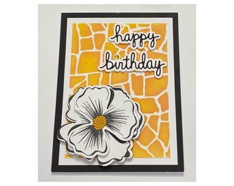 Happy Birthday Card - Stone Wall Stencil Background