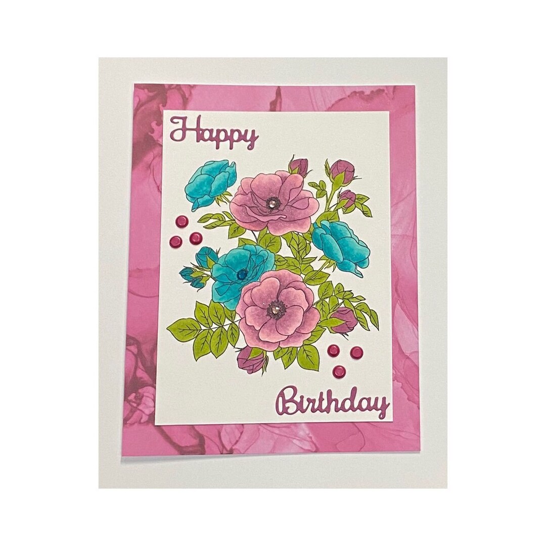 Floral Happy Birthday Card - Etsy