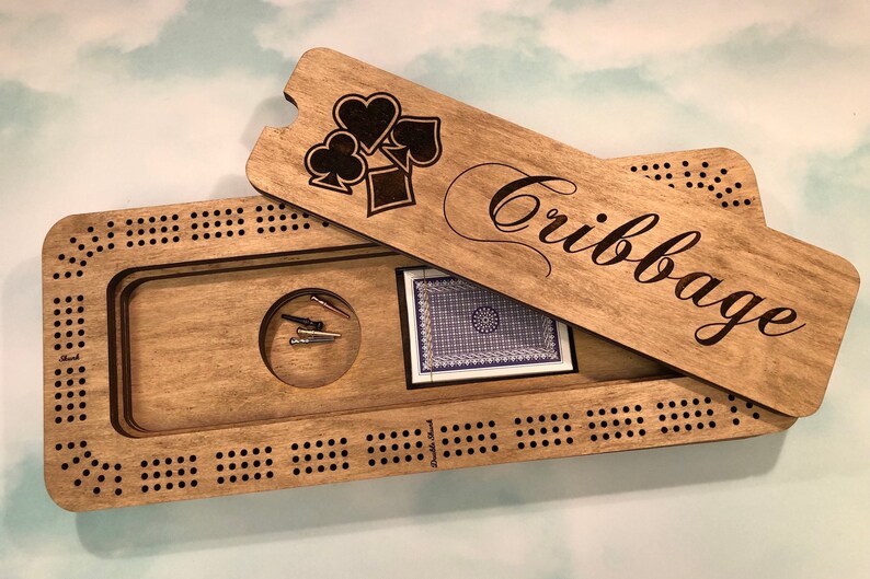 Cribbage Board Personalized with Storage for pegs and cards Etsy