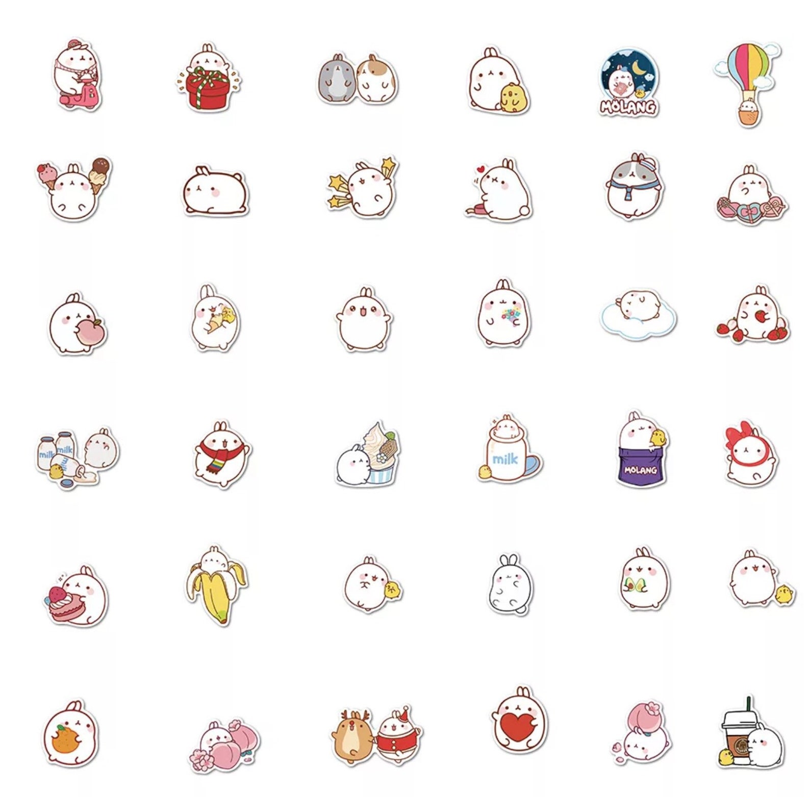 Molang 50 Piece Pack Of Stickers / Waterproof Tumbler Stickers Etsy