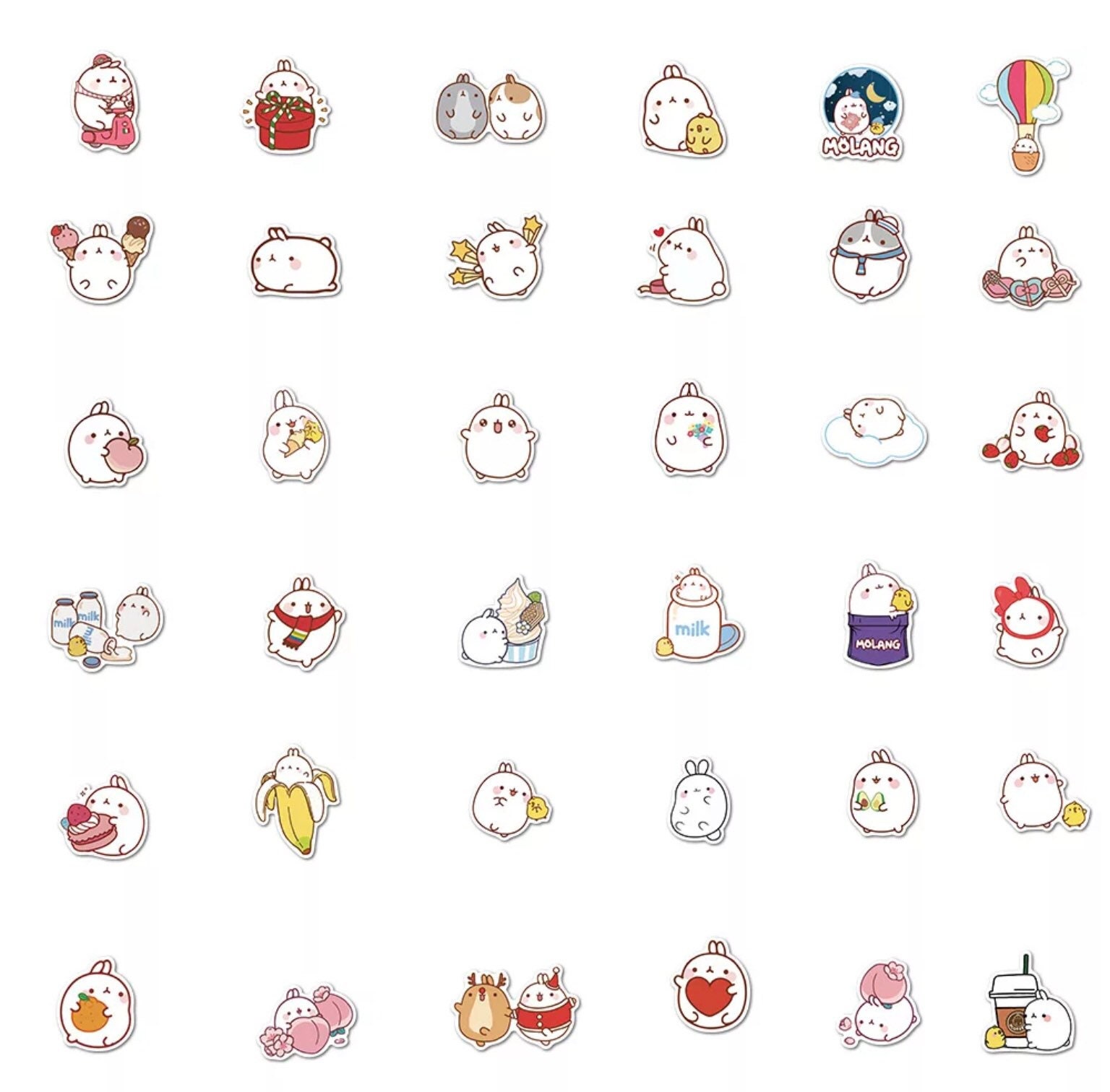 Molang 50 Piece Pack Of Stickers / Waterproof Tumbler Stickers Etsy