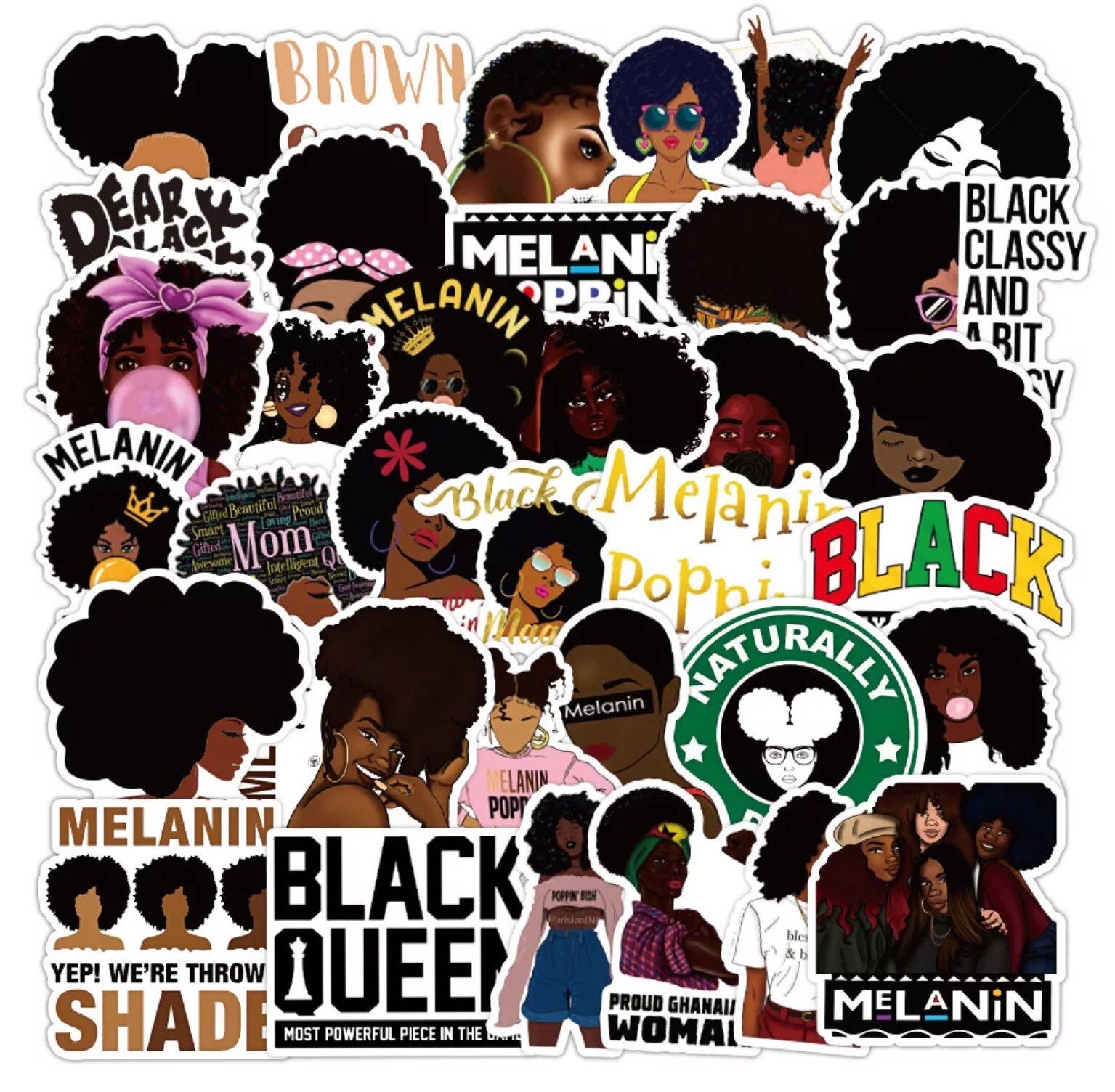 Black Girl Pride Random Sticker Packs Melanin Girl Stickers Etsy