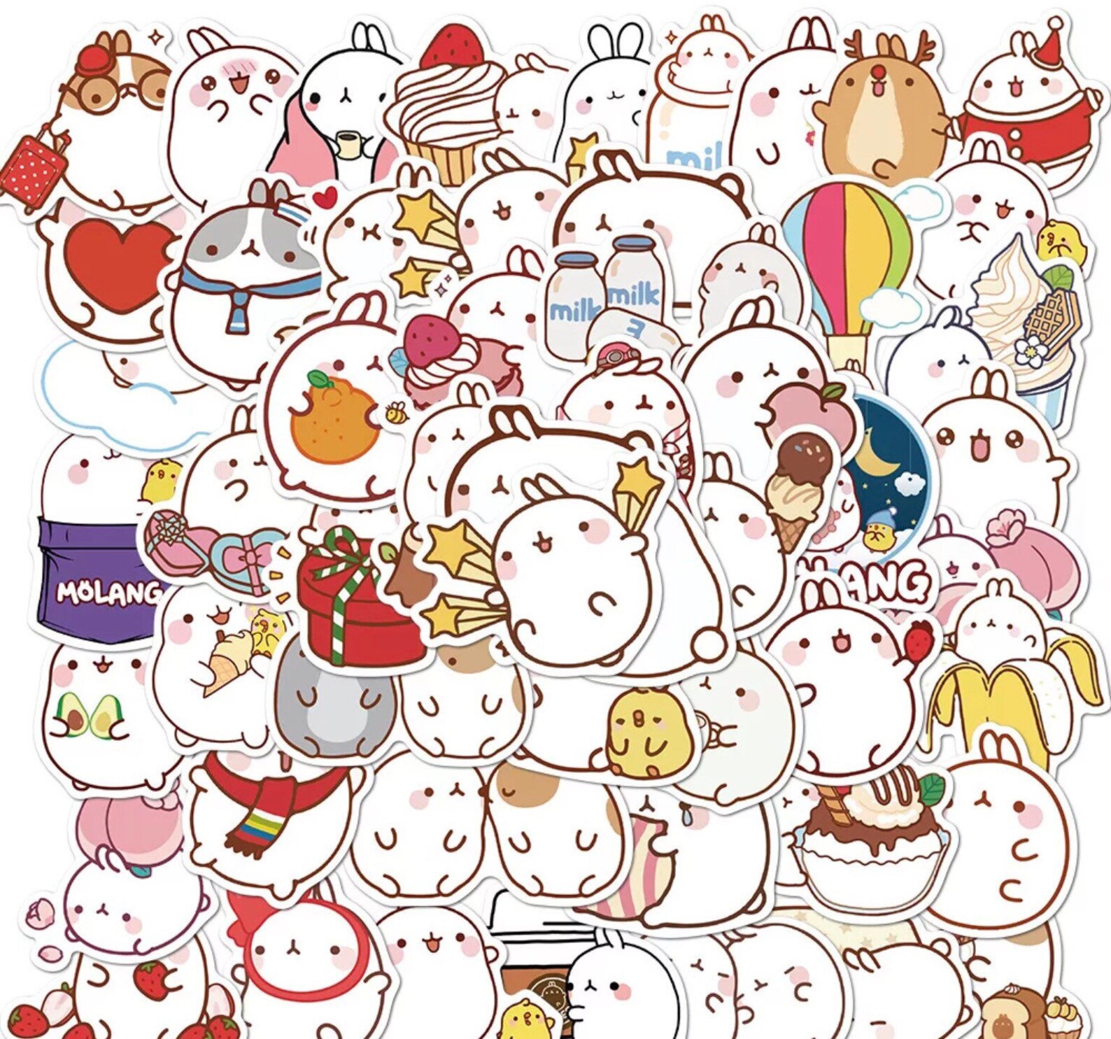 Molang 50 Piece Pack Of Stickers / Waterproof Tumbler Stickers Etsy