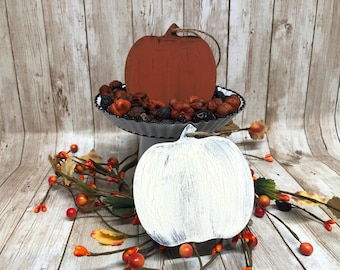 Hand Painted Primitive Crackle Pumpkin Fall Ornament