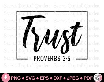 Bibel Vers SVG Designs | Schrift-Vers SVG Vertrauen Sie dem Herrn mit all Ihren Herz-Svp Sprüche 3: 5