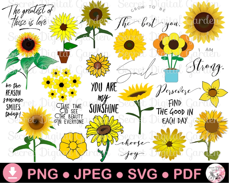 Sunflower SVG Bundle Inspirational Quotes You are My | Etsy