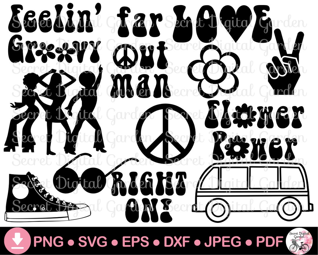 Groovy SVG Bundle | Retro SVG Bundle | Boho Hippie SVG | 70s Groovy Svg ...