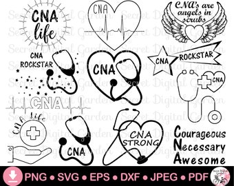 Krankenschwester Bundle SVG | CNA | Geprüfte Pflegehelferin | Krankenschwester PNG Bundle | Cricut Projekte