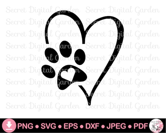 Disegni di cani con impronta di zampa / Impronta di zampa di cane gatto Svg  / Clipart di impronta di zampa di cuore PNG / San Valentino Dxf Jpg Pdf -   Italia