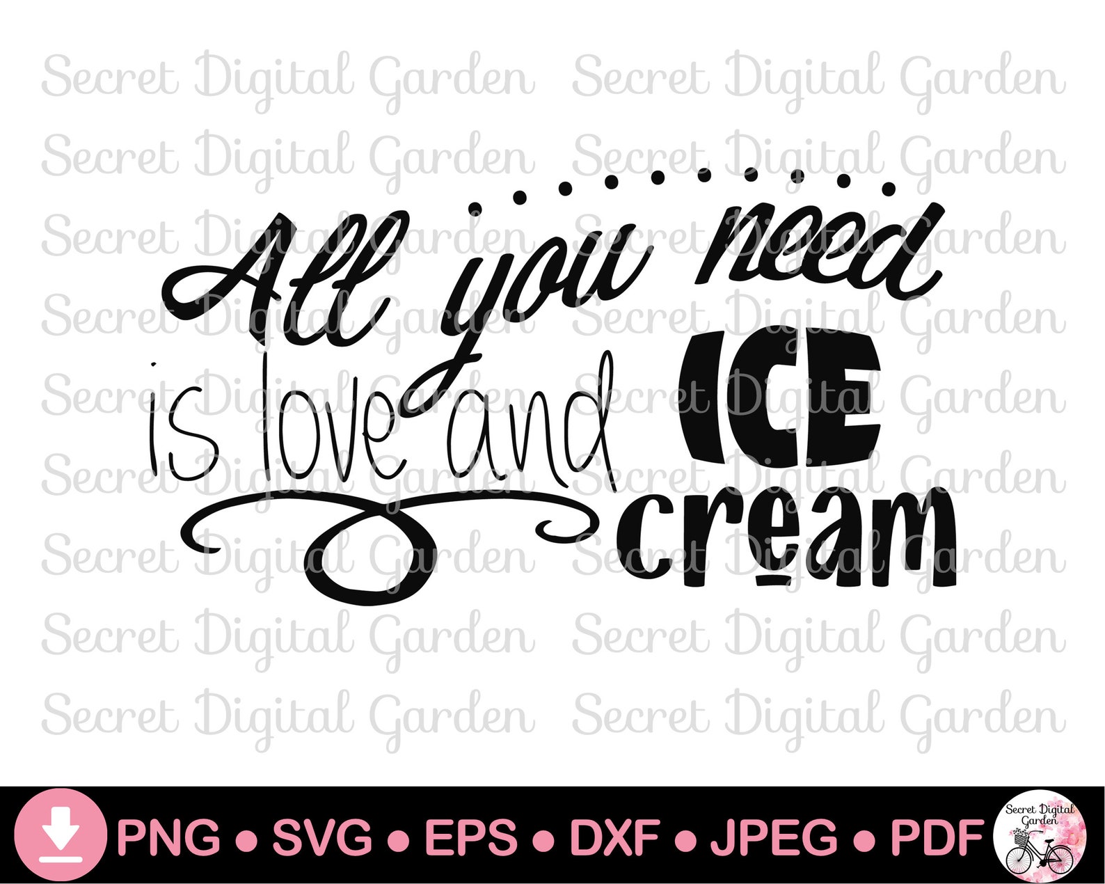 Ice Cream Lover Gift Idea All You Need is Love and Ice Cream Etsy